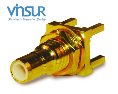 11621240 -- RF CONNECTOR - 50OHMS, SMB FEMALE, STRAIGHT, BULKHEAD REAR MOUNT, PCB-THROUGH HOLE, ROUND POST